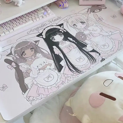 Lovely Cartoon Anime Girl Placemat Handmade Placemat Mouse Pad Table Mat Cute Pink Gift Computer Keyboard Non slip Mouse Pad
