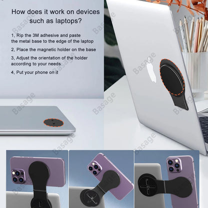 Detachable Magnetic Phone Holder for Laptop/Continuity Camera/Tripod/Desk，Foldable Desktop Monitor Side Phone Mount for Magsafe