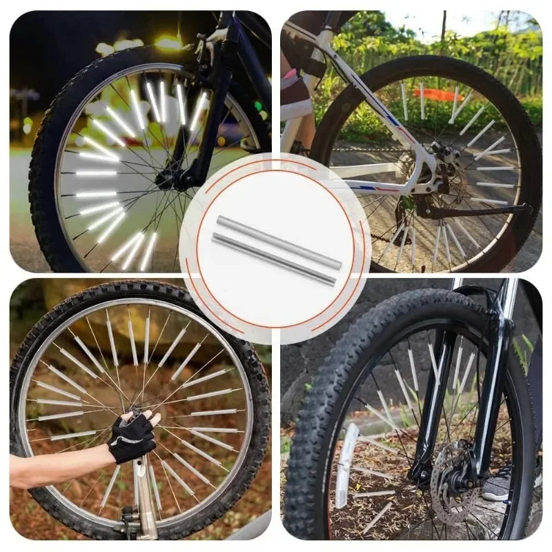 Tube Warning Strip 12Pcs Reflective Mount Clip  Bicycle Wheel Spoke Reflector Stripe Steel Wire Lamp MTB Bike Reflector Light