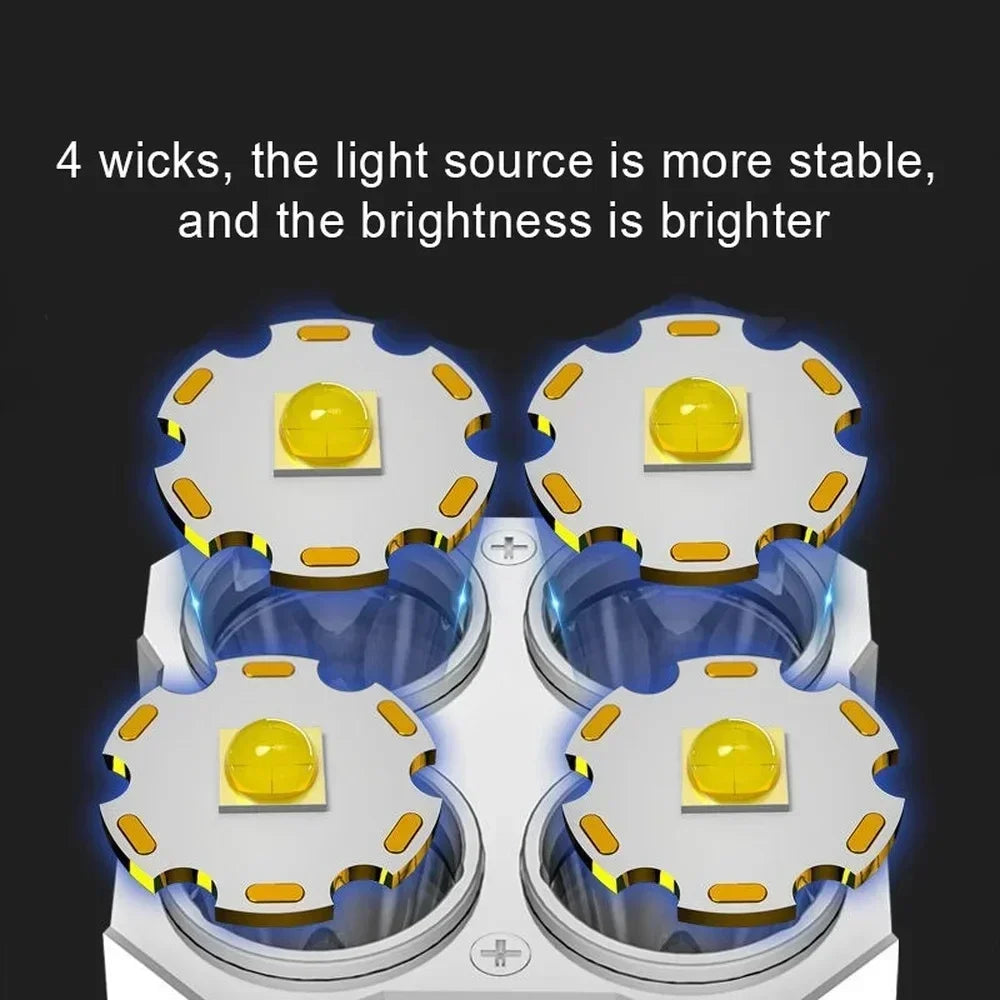 High Power LED Flashlights Camping Torch With 4 Lamp Beads And COB Side Light Rechargeable Portable Hand Lantern 4 Lighting Mode