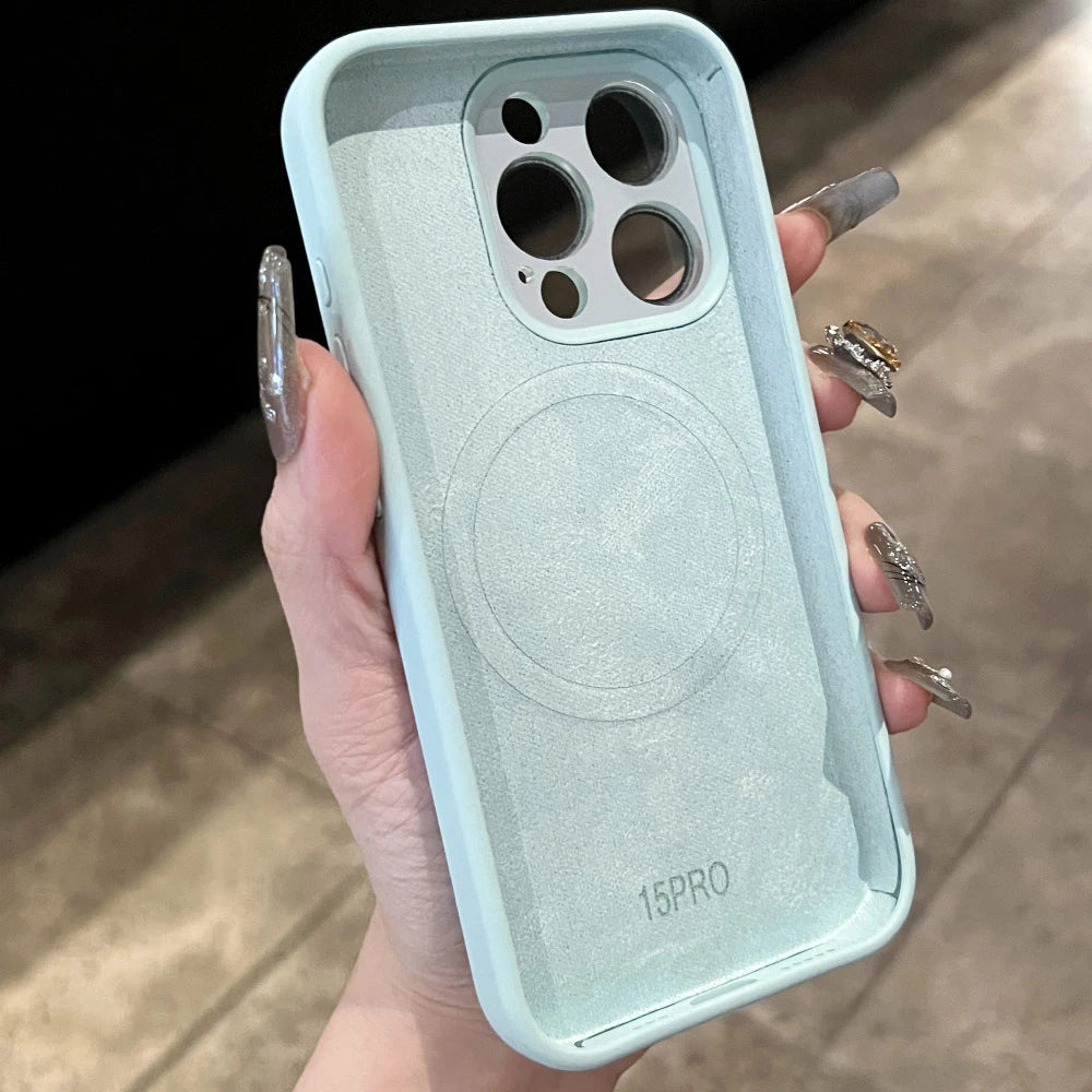 Liquid Silicone Magnetic Case For iPhone 17 16 15 13 14 12 Pro Max For Magsafe Wireless Charging Solid Color Shockproof Cover