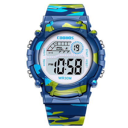 COOBOS Kids Watch Camouflage Sports Electronic Digital Watch Waterproof Multi-function LED Watch For Boys Girls Children Watch