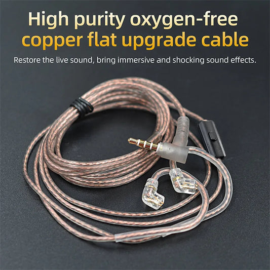 For KZ ZS10 ZSN ZEX In Ear Cable High-Purity Oxygen-Free Copper Twisted Earphones Cable 2pin Cable Silver Plated Cable With Mic