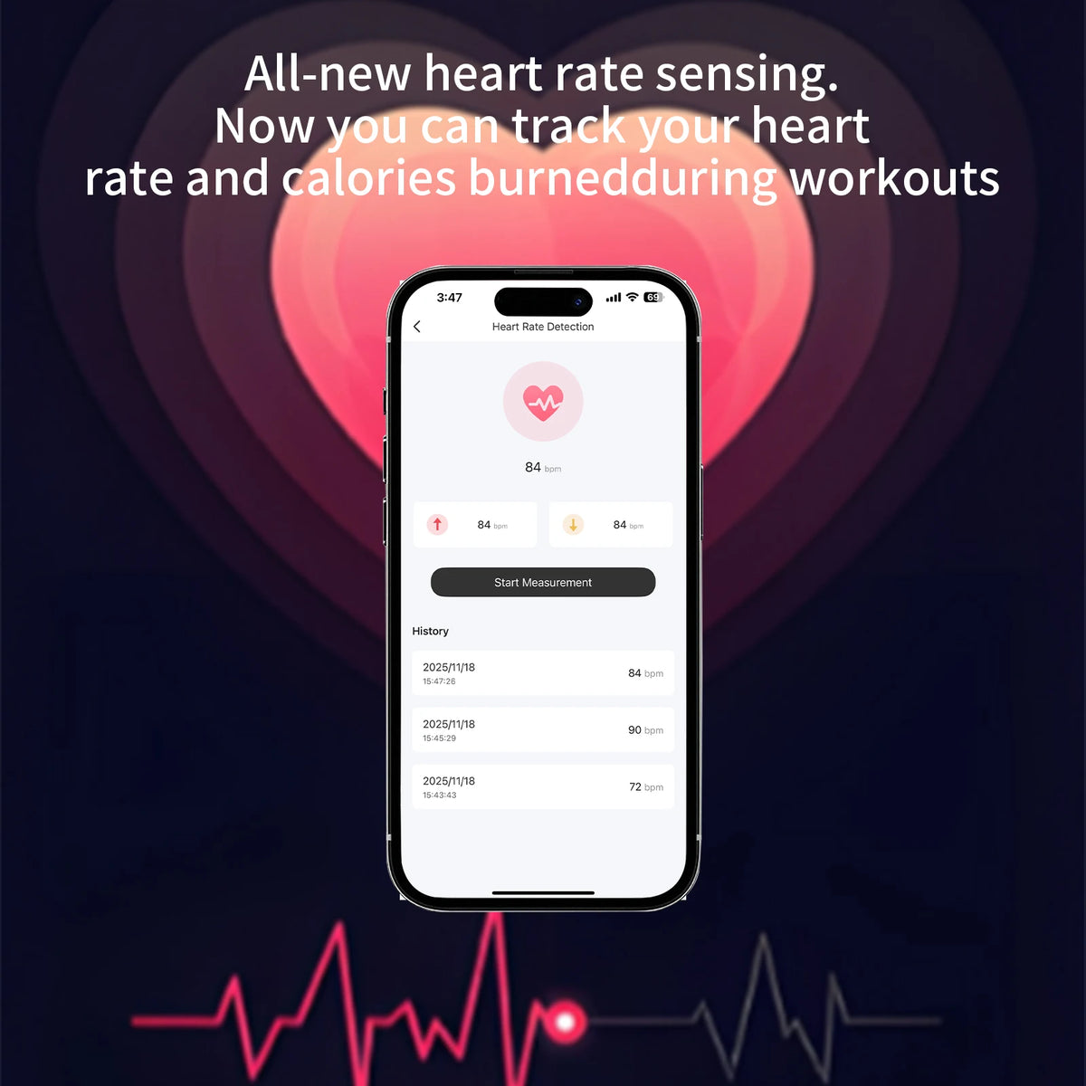 【 Pro 3 】 Bluetooth noise cancelling wireless earphones with heart rate monitoring, waterproof for daily use, perfect for sports