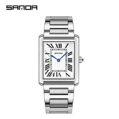 SANDA 9031/1108 Luxury Couple Quartz Watches for Men & Women, Waterproof Sport Casual Watch, Scratch Resistant Leather Strap