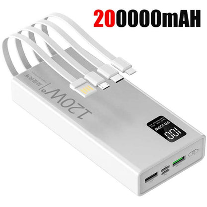 Lenovo 4-in-1 Power Bank 120W 500000mAh High Capacity With Cables Super Fast Charging Portable Charger For iPhone Samsung 2026