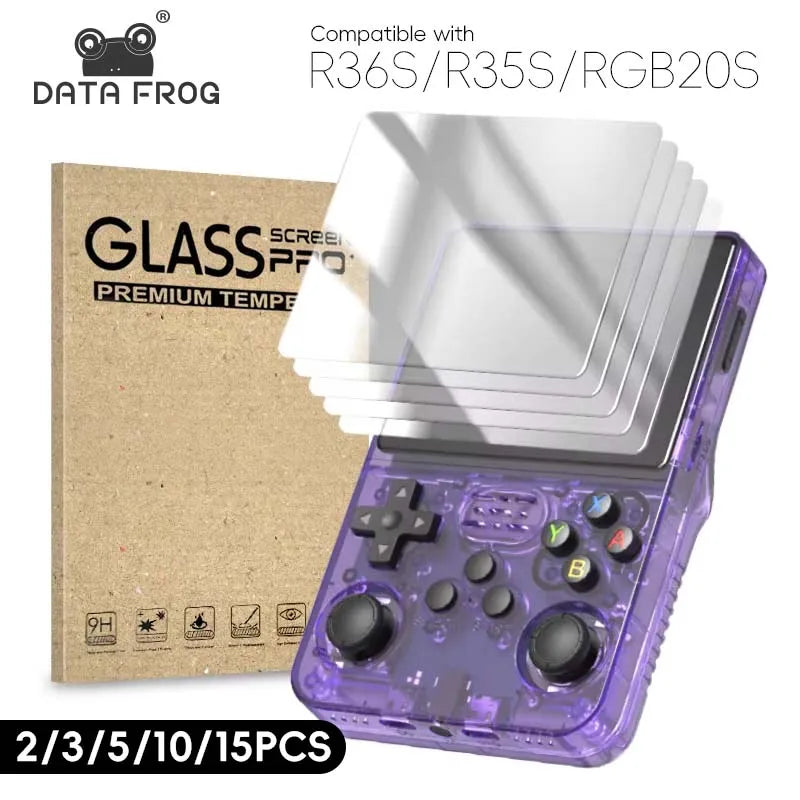 Data Frog 2/3/5/10/15pcs Tempered Glass Film For R36S 3.5 Inch Game Console Screen Protector Cover Film For R35S Game Handheld