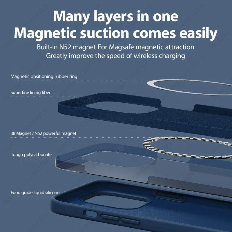 Liquid Silicone For Magsafe Magnetic Case For iPhone 16 15 14 12 11 13 Pro Max 16 Plus Wireless Charging Cover Phone Accessories