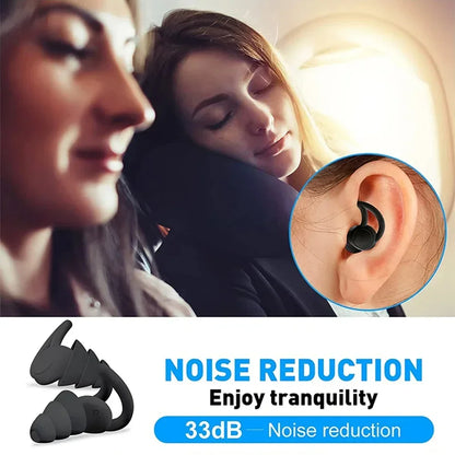 Soft Reusable 3 Layer Silicone Ear Plugs Noise Cancelling Sleep Ear Buds for Hearing Protection Comfortable Fit for Noise