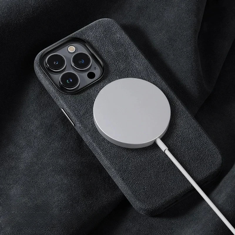 Luxury Leather Case for IPhone 16 Pro Max 14 15 Magnetic Wireless Charger Cover for IPhone 12 13 14 Pro Max Plus Shockproof Case