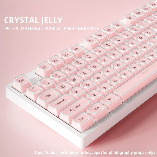 Crystal Jelly Side Front Printed Keycaps for Mechanical Keyboard 60 75 80 100 Layout Key Caps Korean Japanese Русский Arabic