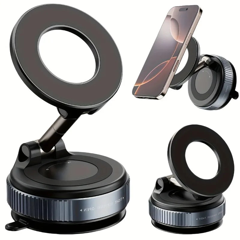 Car Phone Holder Multifunctional Foldable Vacuum Magnetic Phone Holder Suitable for Gym Bathroom Mirrors Ceramic Tiles Marble