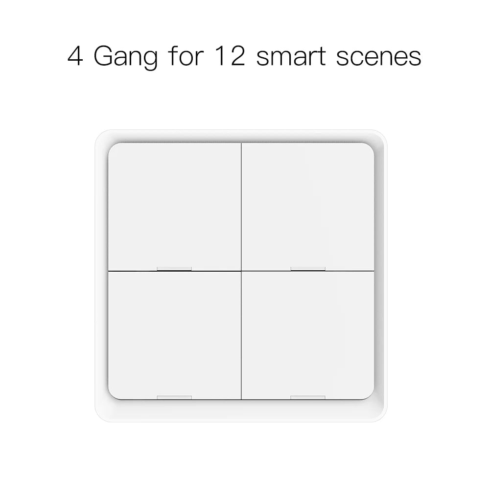 MOES 4 Gang Tuya ZigBee Wireless 12 Scene Switch Push Button Controller Battery Powered Automation Scenario for Tuya Devices