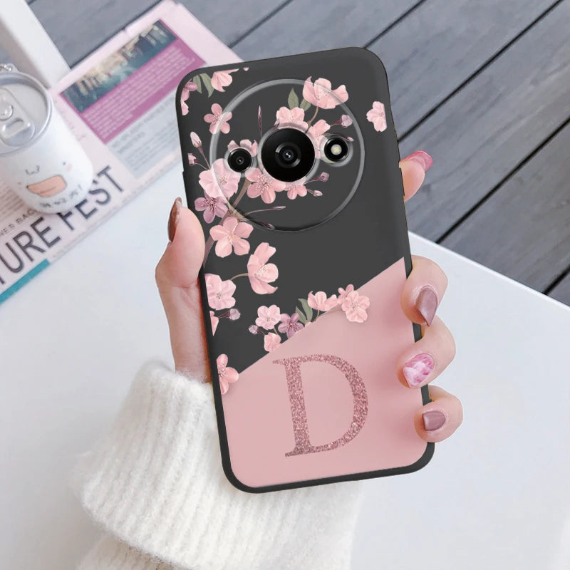 Letter Flower Phone Case For Redmi A3 4G Shockproof TPU Bumper Soft Silicone Cover For Xiaomi RedmiA3 Shell A 3 6.71" Fundas