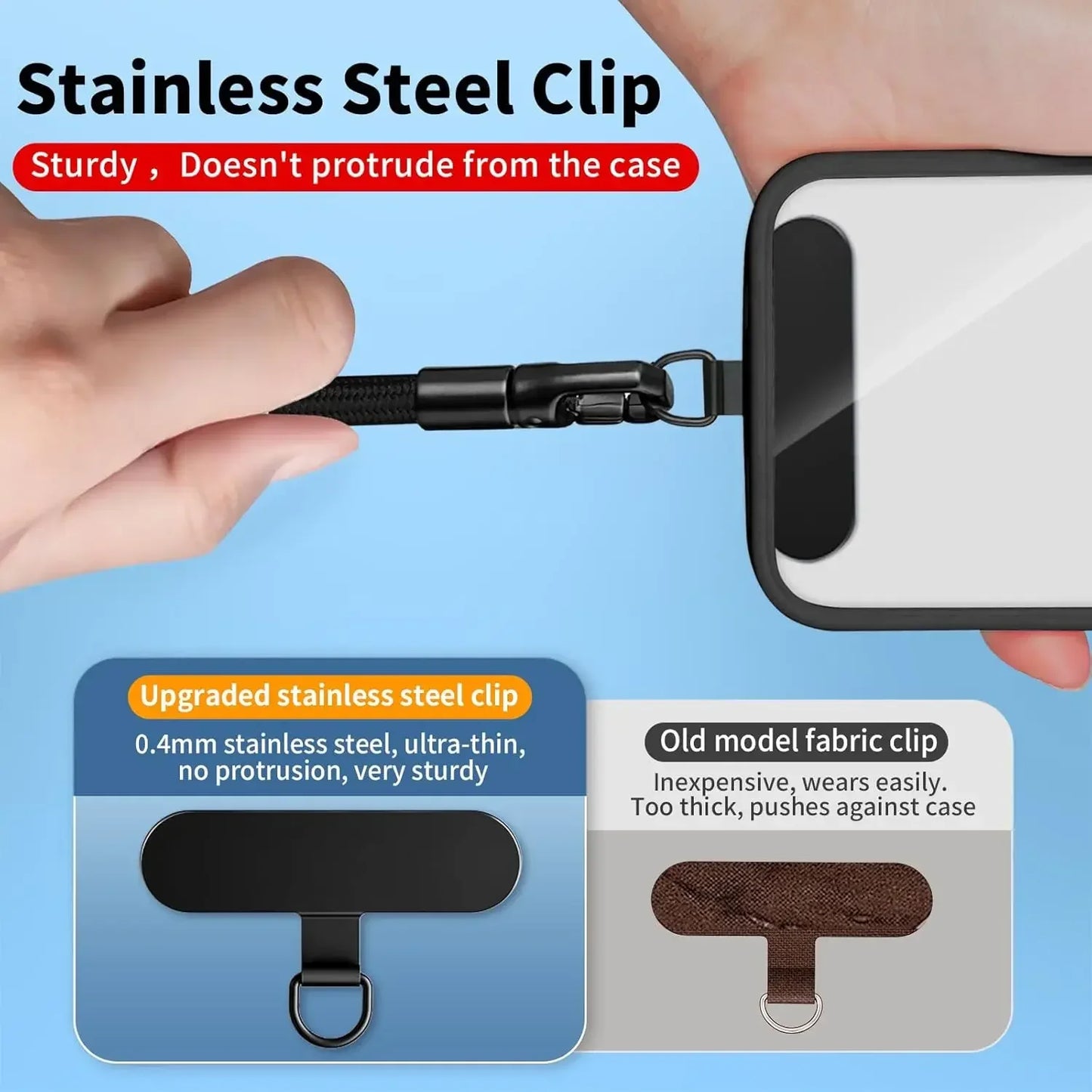 Universal Phone Lanyard with Clip Upgraded Anti-Drop 360° Rotation Adjustable Neck/Crossbody Strap for All Phone Cases