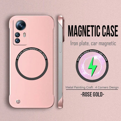 Magnetic Metal Paint Thin Frameless Phone Case For XIAOMI 17 Pro Max 15 Ultra 15T 14 14T 13 13T 12 11 11T Pro Protective Cover