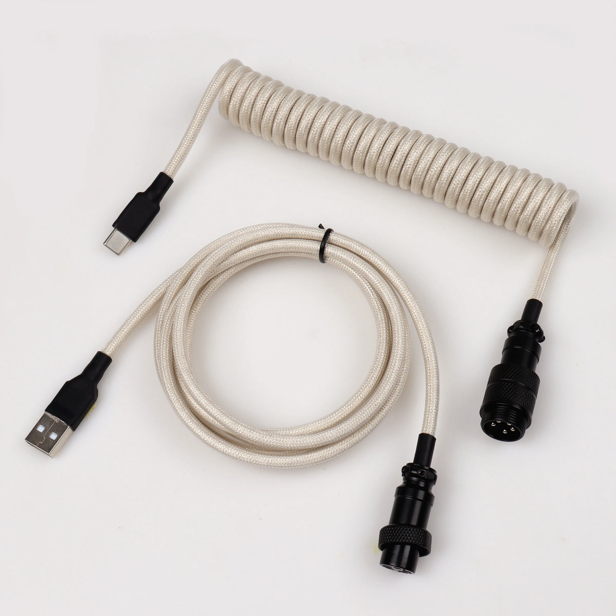 LANO Custom Paracord Coiled Mechanical Keyboard Type C Data Spring Cable GX16 Aviator Coil Spiral Usb C for Gaming Coiled Cable