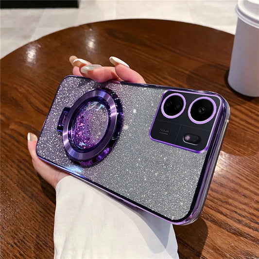 Quicksand Bracket Glitter Case For Xiaomi Redmi 9A 9C 10A 10 10C 12 4G 12C 13C 4G 13C 5G A3 A1 A2 Plus Magnetic Stand Soft Cover