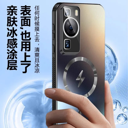 For Huawei P60 Pro Case P50 P60 Pro Support Magsafe Magnetic Wireless Charging Cover Frosted Funda Protect Camera Lens