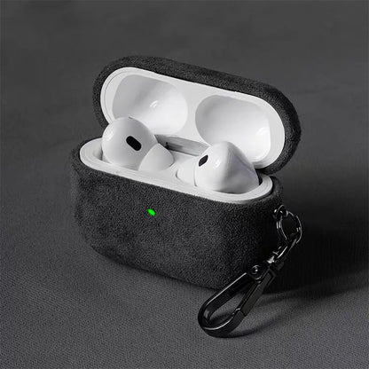 Luxury Italian Suede Headphone Case for Airpods 4 3 1 Pro 2 Anti-loss Metal Keychain Wireless Charge All Inclusive Earphone Case