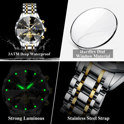 POEDAGAR Luxury Men Clock Waterproof Luminous Chronograph Sport Man Wristwatch Stainless Steel Fahion Quartz Men's Watches Reloj