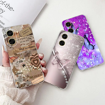 For Cover Xiaomi Redmi A5 4G / Poco C71 Phone Case Colorful Flower Butterfly Love Heart Lxuru Women Fashion Soft Clear Silicone