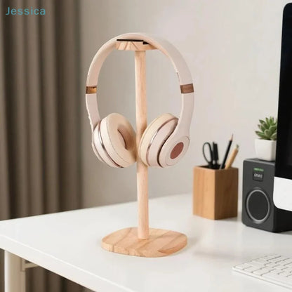 ♥Natural Wood Headphone Stand With Stable Base For Gaming/Over-Ear Headphones