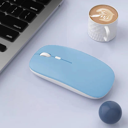 Slim Portable Office Mouse Wireless Bluetooth-Compatible 5.0 Silent Ergonomic BT Wireless Mice for Macbook Laptop iPad Tablet