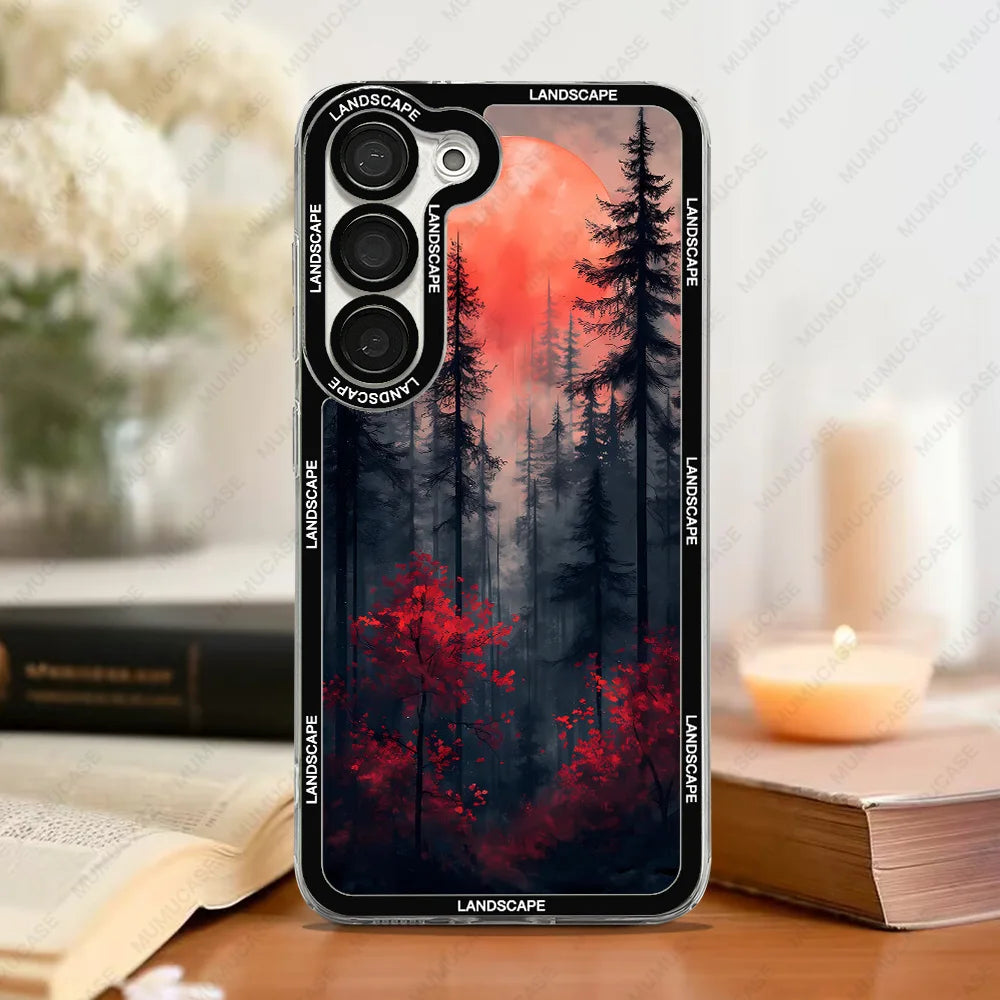 Phone Case For Samsung Galaxy S20 S21 S22 S23 S24 FE Plus Ultra A54 A53 A52 A34 5G TPU Soft Cover Japanese Landscape