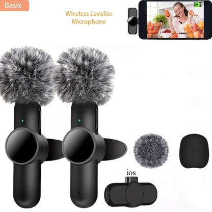 2.4G Wireless Lavalier Microphone  Audio Video Recording Noise Cancelling  for IPhone/iPad/Android/Xiaomi/Samsung Live Game Mic