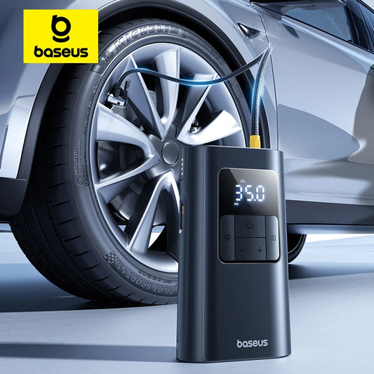 Baseus 2 in 1 Car Air Pump Wired/Wireless Car Air Compressor Dethable Flashlight 6000mAh Portable Tire Inflator Pump for Car