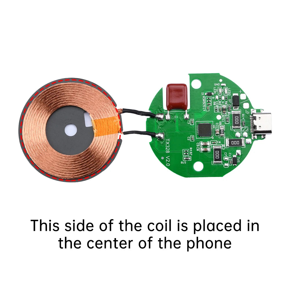 5W~15W Adaptive Wireless Charging Module Rapid Charger with Charge Protection Type-C Interface DIY Phone Wireless Charger