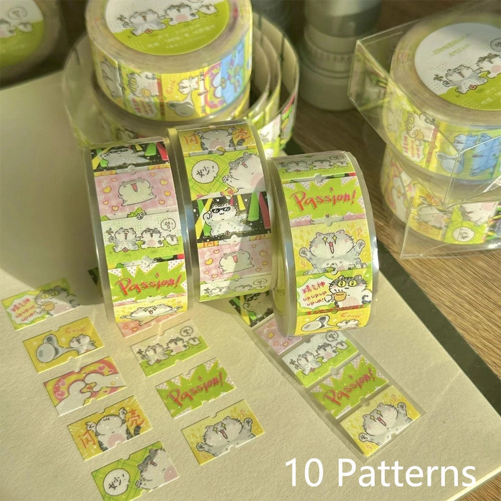 200pcs/Roll Transparent Cute Cats Stickers for Kids Funny Animal MEME Decals Waterproof  Decorative Scrapbooking Phone Case