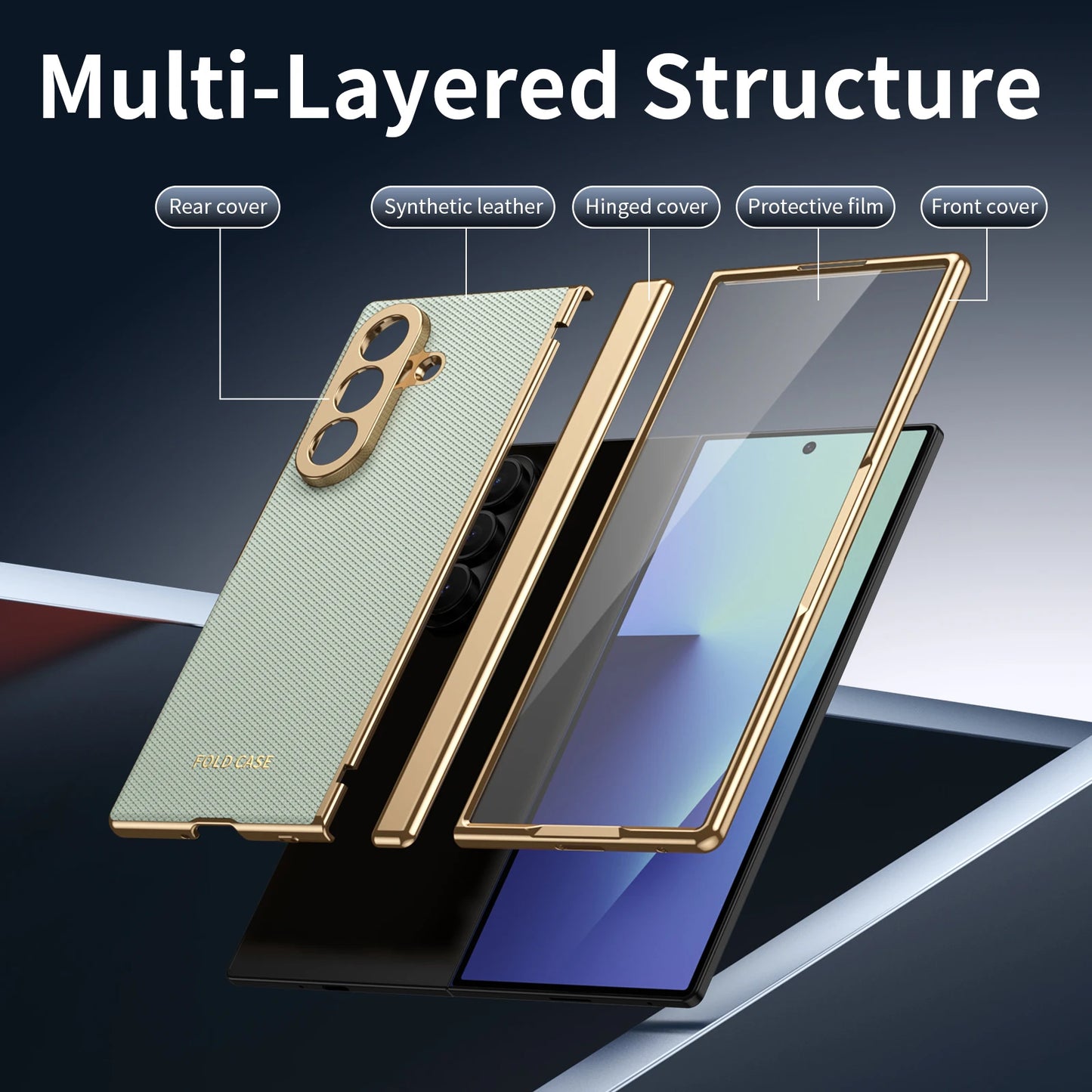 Case for Galaxy Z Fold 7/6/5/4 Phone Case With Screen Glass Film, Hinge Protector, Simple Solid Color Atmosphere Good Hand Feel