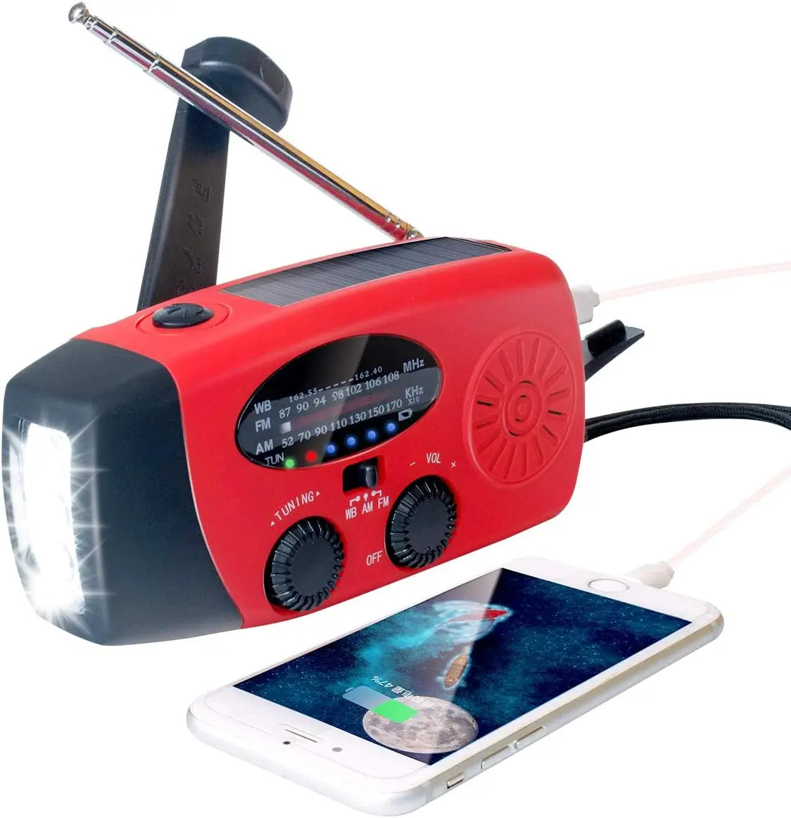 2000mAh Emergency Crank Weather Radio with LED Flashlight, Alertsync Portable AM/FM/NOAA Solar Radio with Phone Charger, SOS Ala
