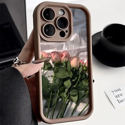 Flower Phone Case For iPhone 11 Case iPhone 15 12 13 14 Pro Max X XR XS Max 7 8 15 Plus SE 2020 2022 Shockproof Soft Matte Cover