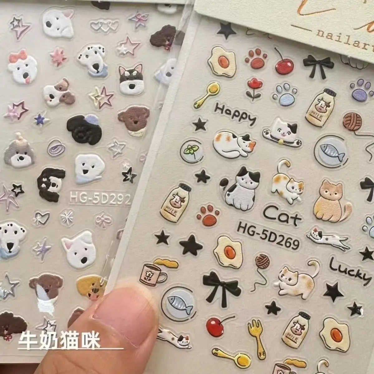 INS Cute Cat Dog Sticker Korean Style Cute 3D Relief Decal Decorative Kawaii Stickers Mobile Phone Case DIY PC Waterproof Decals