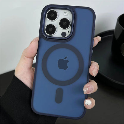 Magnetic Translucency Case Fashion Matte Frosted Magsafe Splice Color Cover For iPhone 16 15 14 13 12 11 Pro Max 16 Plus