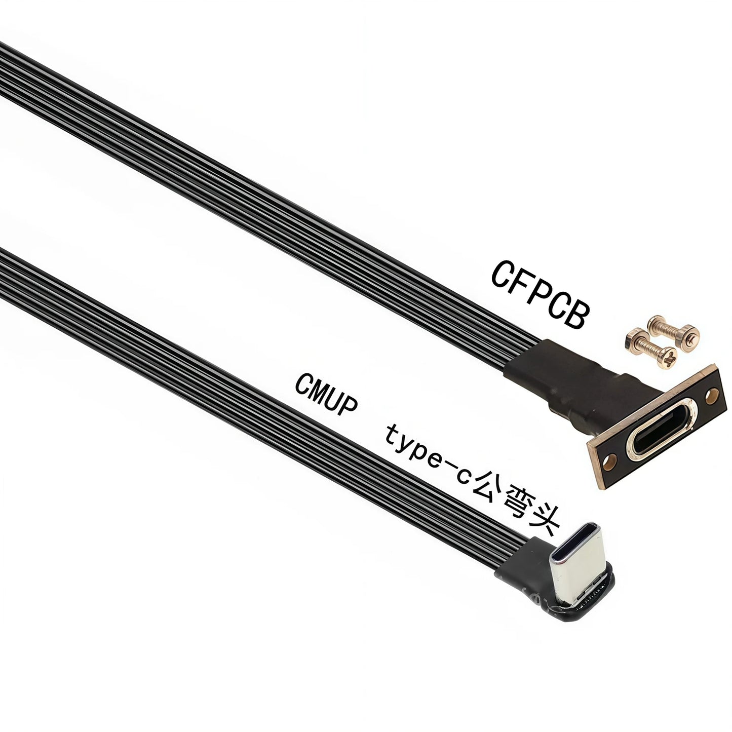 50CM Type C to USB-C 90° Angled adapter cable Power bank flexible cable PD cable charging cable USB C bend flat silicone cable