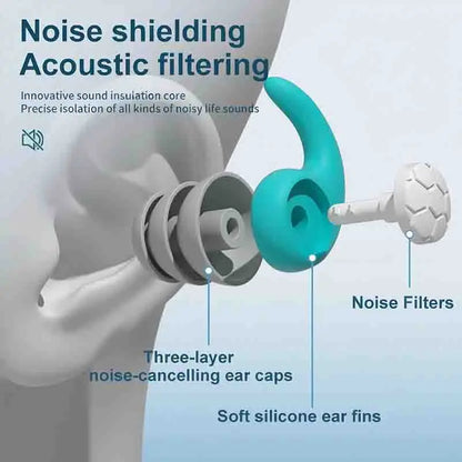 Soft Silicone Earplugs with Noise Cancellation, Waterproof, Comfortable To Wear, Suitable for Sleeping and Swimming