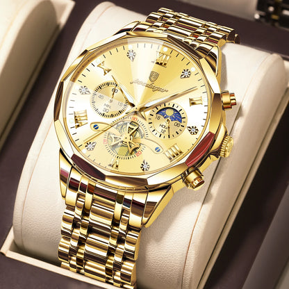 POEDAGAR Luxury Men Clock Waterproof Luminous Chronograph Sport Man Wristwatch Stainless Steel Fahion Quartz Men's Watches Reloj