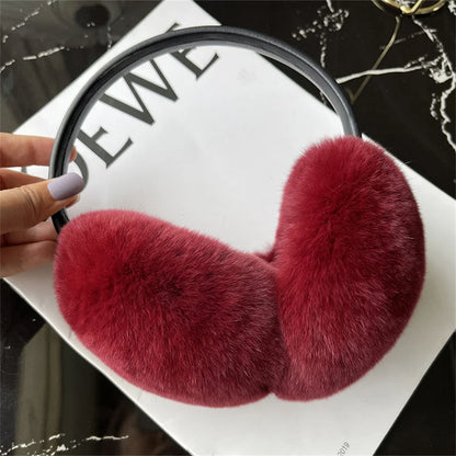 Natural Winter Fur EarMuffs For Women Ear Cover Accessories Real Fur Headphones Warm Earflap Real Rex Rabbit Ear Warmer For Gift