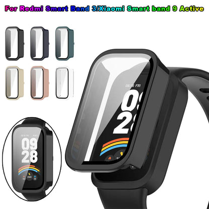Hard PC Case Glass For Xiaomi Mi Band 9 Active Smart Watchband Screen Protector Bumper Shell for Redmi Band 3 Miband 9 Active