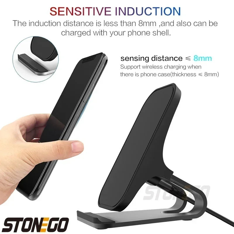10W 7 5W 5W Qi Fast Wireless Charger Mount 2 Coils Case Friendly Anti Slip Rubber Type C Input