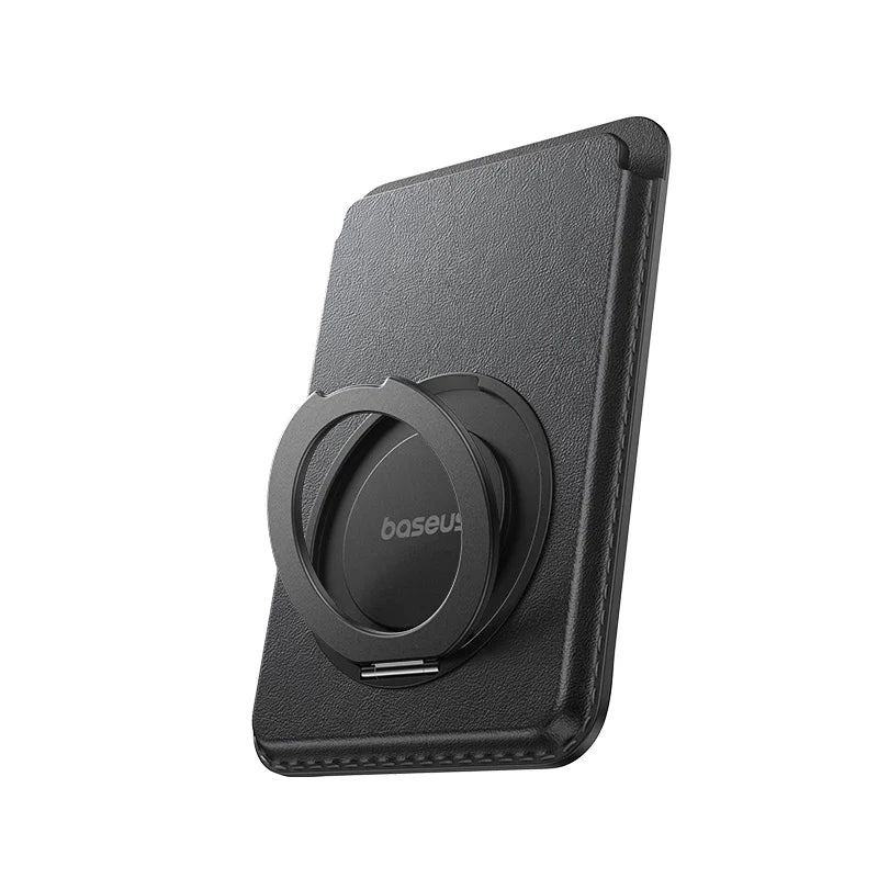 Baseus Magnetic Wallet Card Holder for iPhone 17 MagSafe PU Leather Phone Case with 360° Rotating Stand Bank ID Card Cover Case