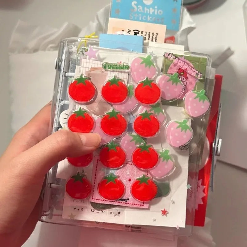 1pcs DIY Kawaii 3D Strawberry Tomato Resin Stickers for Scrapbooking Journal Phone Case Tablet Decor Sewing Crafts Stickers