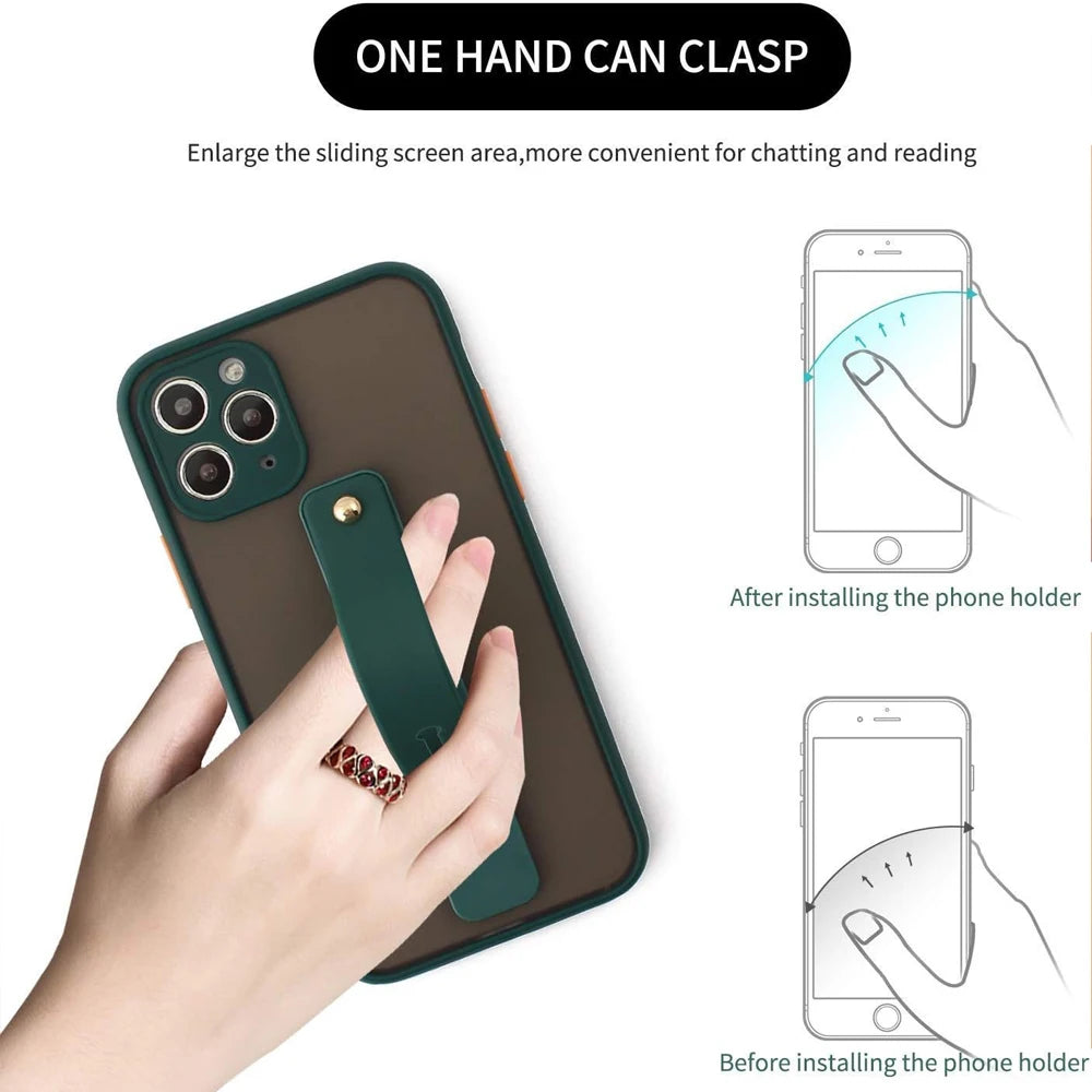 Wrist Band Hand Band Finger Grip Mobile Phone Holder Stand Push Pull Universal Plain Color Phone Socket Holder for iPhone Xiaomi