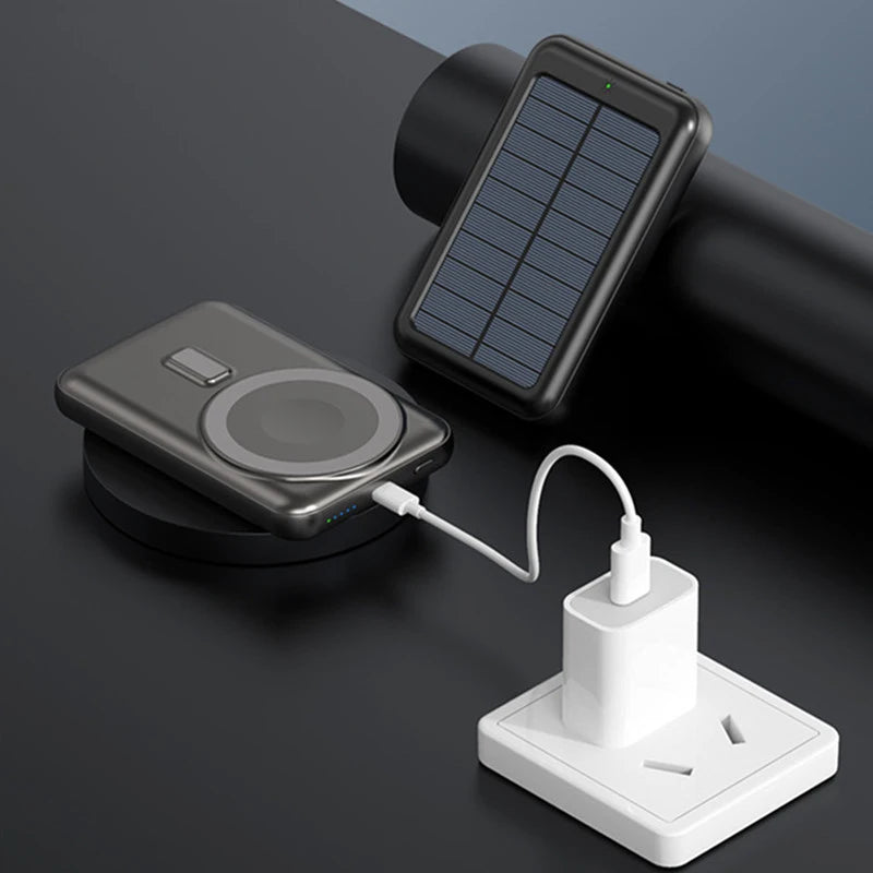 10000mAh Solar Power Bank Magnetic Wireless Charger Powerbank For iPhone 15 14 13 12 Pro Mini Portable External Battery Charger
