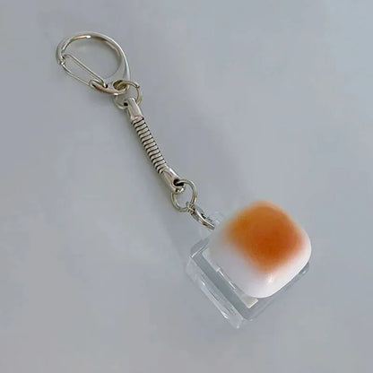 Caramel Bread Stress Relief Keyboard Keychain Backpack Pendant for Office Adult Accessory