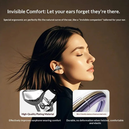 New Arrival Ear Clip-On Bluetooth Headphones Pain-Free Wear Powerful Noise Cancelling Long-Lasting Battery Built-in Mic